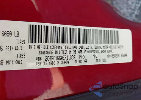 2014 Chrysler Town & Country Limited z USA, uszkodzony, nr VIN 2C4RC1GG0ER113581